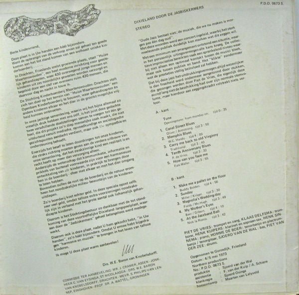 De Jasbiskermers : Dixieland Door De Jasbiskermers (LP)