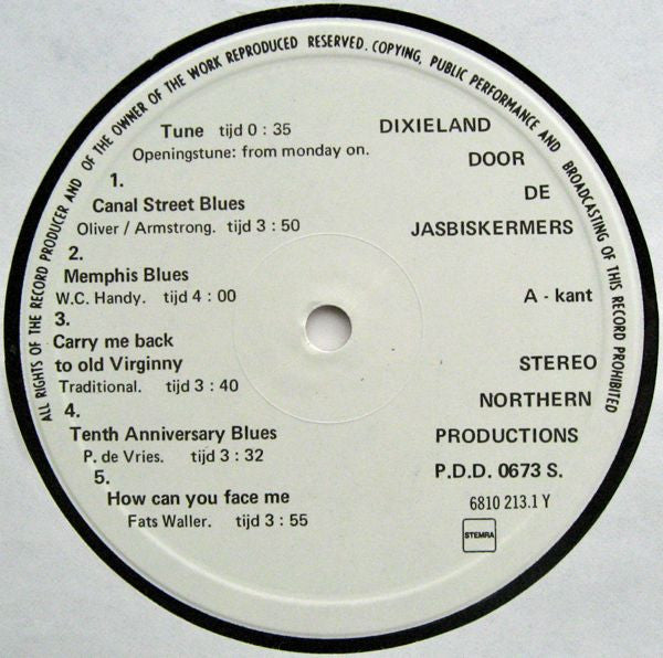 De Jasbiskermers : Dixieland Door De Jasbiskermers (LP)