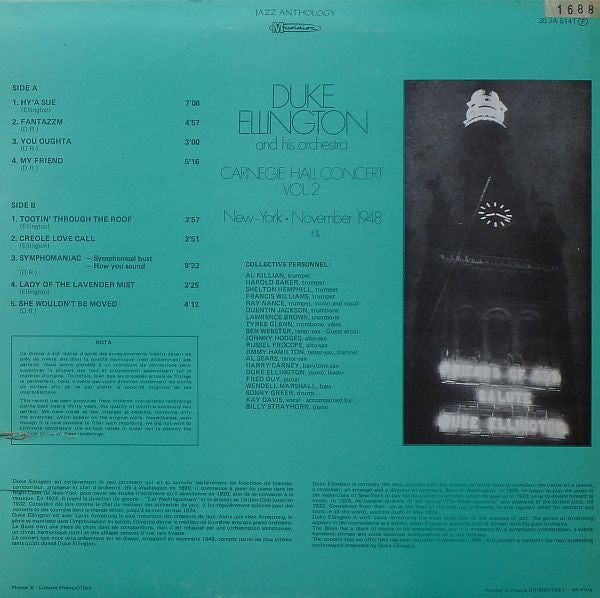 Duke Ellington And His Orchestra : Carnegie Hall Concert 1948 - Vol. 2 (LP, Album, Mono)