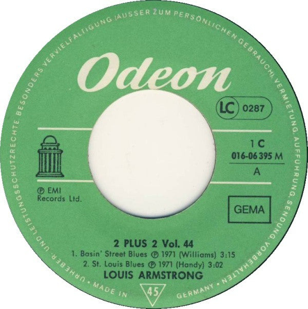 Louis Armstrong : Basin' Street Blues / St. Louis Blues / Once In A While / Muskat Ramble (7", EP)