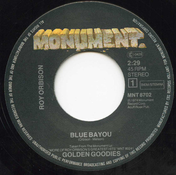 Roy Orbison : Blue Bayou / It's Over (7", Single)