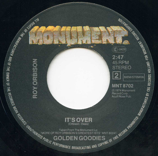 Roy Orbison : Blue Bayou / It's Over (7", Single)