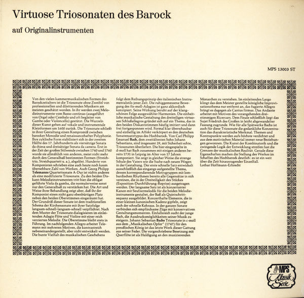 Georg Philipp Telemann, Carl Philipp Emanuel Bach, Johann Sebastian Bach - L'Estro Armonico Amsterdam : Virtuose Triosonaten Des Barock (LP, Album)