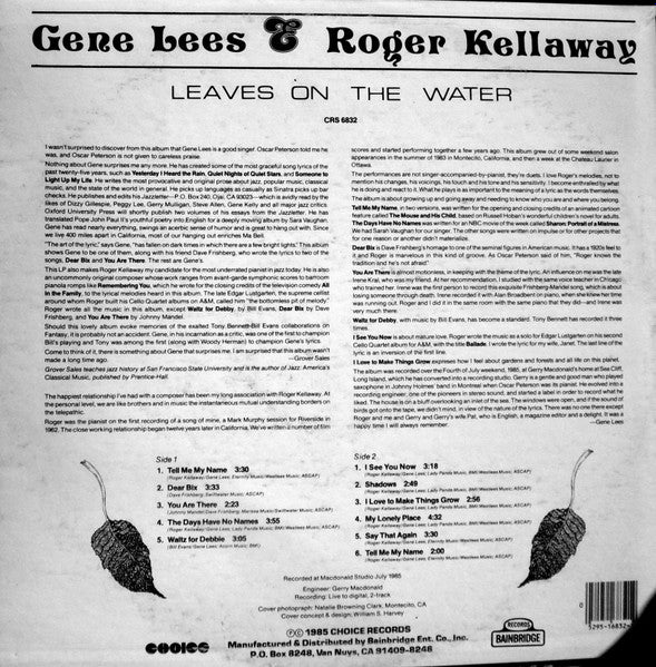 Gene Lees & Roger Kellaway : Leaves On The Water (LP, Album)
