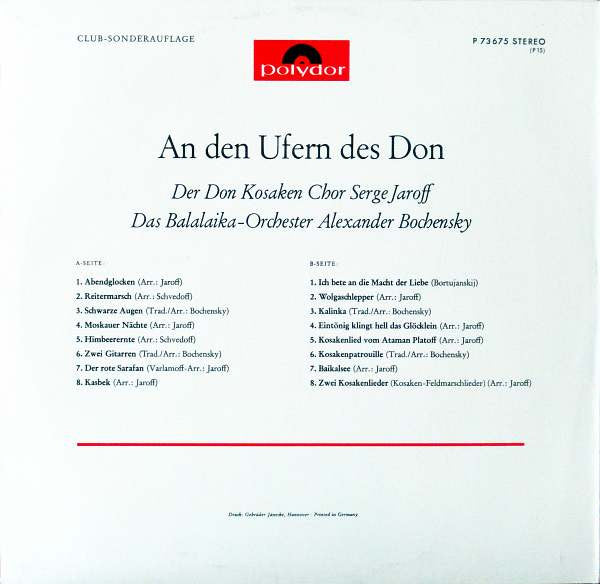 Don Kosaken Chor Serge Jaroff, Balalaika-Orchester Alexander Bochensky : An Den Ufern Des Don (LP, Club)