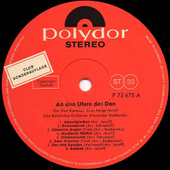 Don Kosaken Chor Serge Jaroff, Balalaika-Orchester Alexander Bochensky : An Den Ufern Des Don (LP, Club)