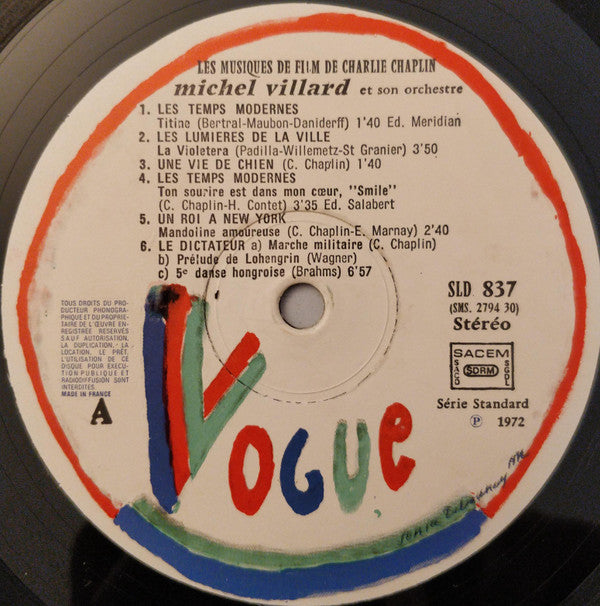 Charlie Chaplin - Michel Villard : Les Musiques Des Films De Charlie Chaplin (LP, Album, RE)