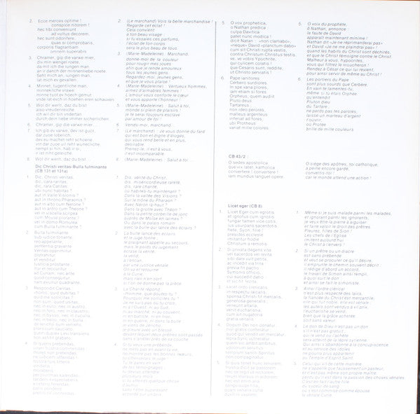 Clemencic Consort, René Clemencic : Carmina Burana, Volume 4,  / Version Originale & Integrale / L'Amour Et L'Argent (LP, Gat)