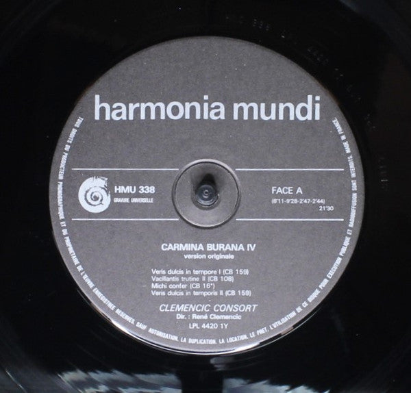 Clemencic Consort, René Clemencic : Carmina Burana, Volume 4,  / Version Originale & Integrale / L'Amour Et L'Argent (LP, Gat)