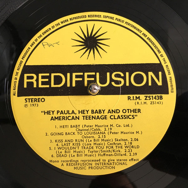 Various : Hey Paula, Hey Baby & Other Teenage Classics (LP, Comp)
