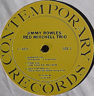 Jimmy Rowles, Red Mitchell, Colin Bailey : The Jimmy Rowles / Red Mitchell Trio (LP, Album)