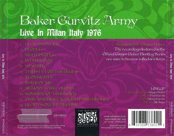 Baker Gurvitz Army : Live In Milan Italy 1976 (CD, Album)