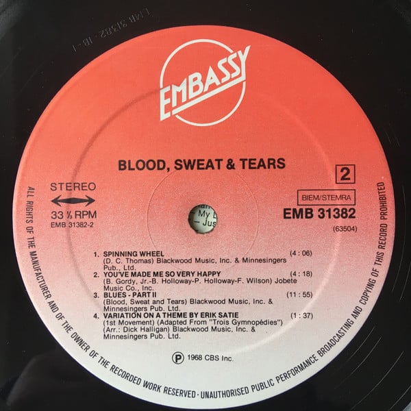 Blood, Sweat And Tears : 2nd Album (LP, Album, RE)
