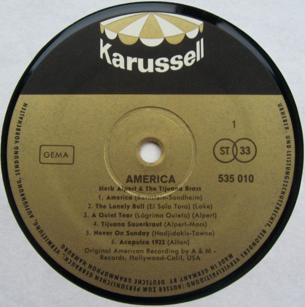 Herb Alpert & The Tijuana Brass : America (LP, Comp)