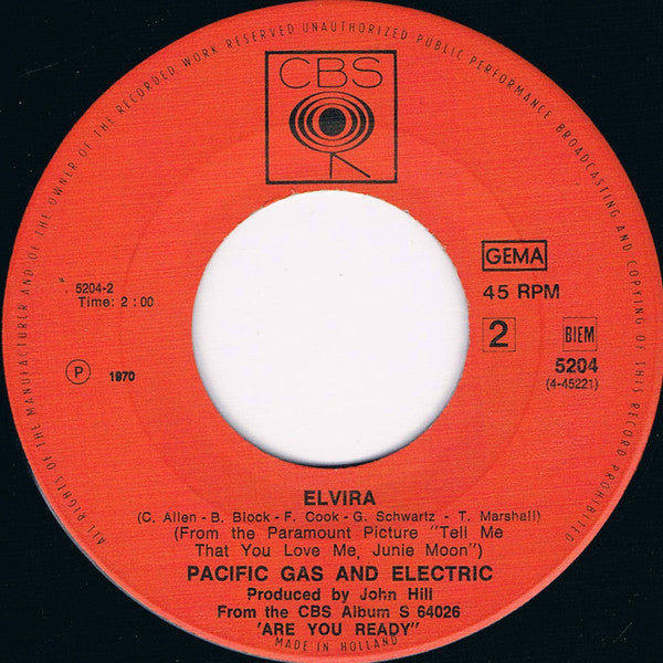 Pacific Gas & Electric : Father Come On Home / Elvira (7", Single)