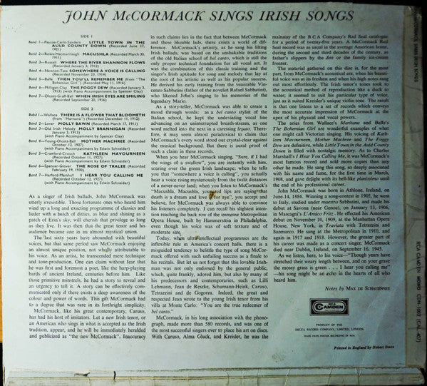 John McCormack (2) : John McCormack Sings Irish Songs (LP, Comp, Mono)