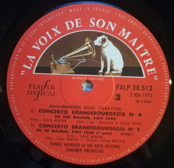 Johann Sebastian Bach, Yehudi Menuhin, Bath Festival Orchestra : Concerts Brandebourgeois Nos 4,5 & 6 (LP)