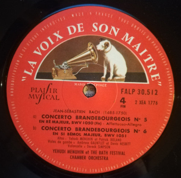 Johann Sebastian Bach, Yehudi Menuhin, Bath Festival Orchestra : Concerts Brandebourgeois Nos 4,5 & 6 (LP)