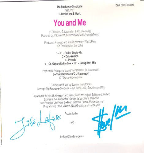 The Rockaway Syndicate Featuring D-Denise And B-Rock : You And Me (CD, Maxi)