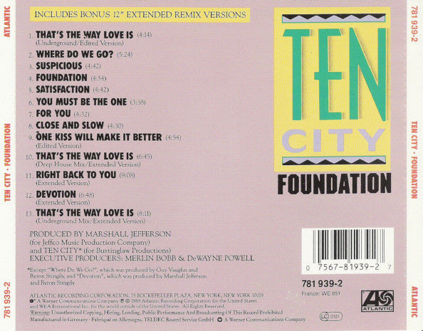 Ten City : Foundation (CD, Album)