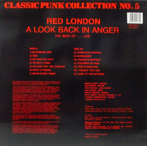 Red London : A Look Back In Anger - The Best Of......... Live (LP, Comp, Red)