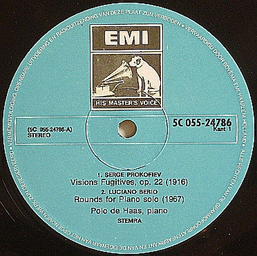 Polo De Haas : Polo De Haas: Prokofiev - Berio - De Haas - Ives - L. Andriessen (LP, Album)