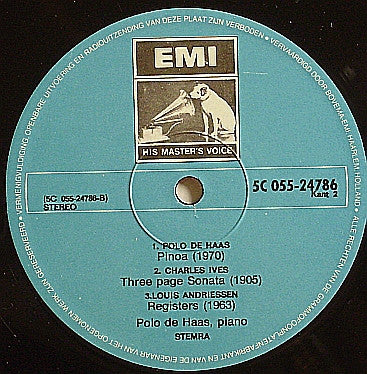 Polo De Haas : Polo De Haas: Prokofiev - Berio - De Haas - Ives - L. Andriessen (LP, Album)