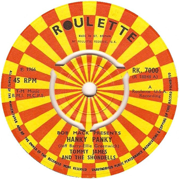 Tommy James And The Shondells* : Hanky Panky (7", Single)