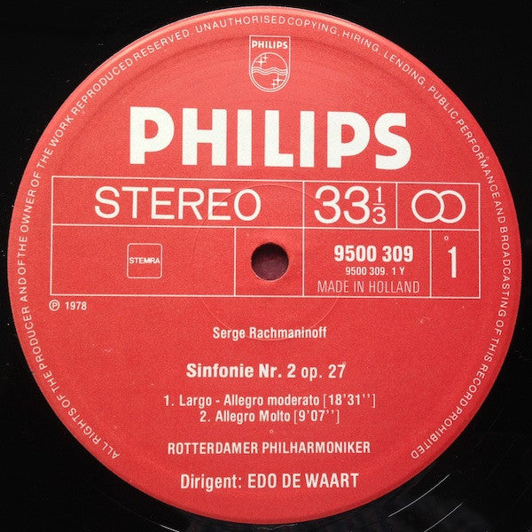 Sergei Vasilyevich Rachmaninoff, Edo De Waart, Rotterdams Philharmonisch Orkest : Sinfonie Nr. 2 Op. 27 (LP)