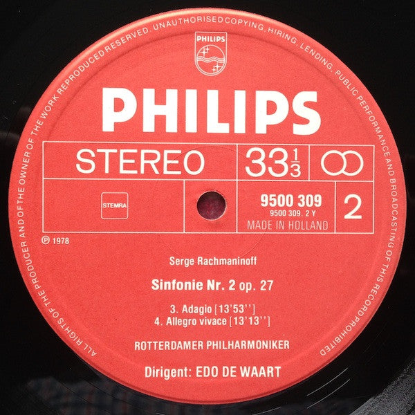Sergei Vasilyevich Rachmaninoff, Edo De Waart, Rotterdams Philharmonisch Orkest : Sinfonie Nr. 2 Op. 27 (LP)