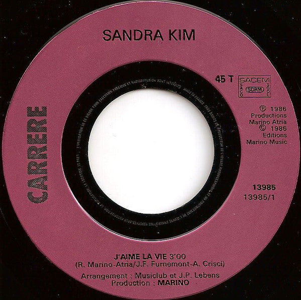 Sandra Kim : J'aime La Vie (7", Single)