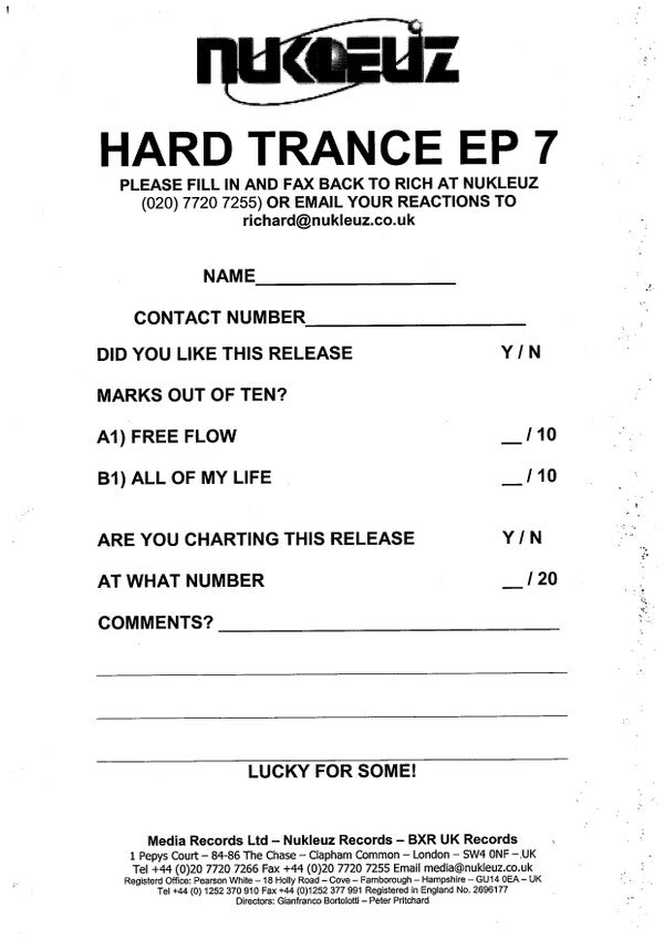 Greg Brookman / Aluna : Hard Trance EP 7 (12", EP, Promo)