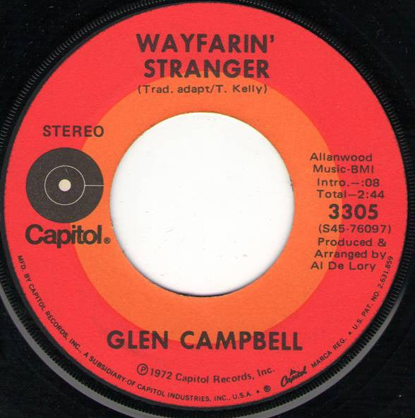 Glen Campbell : Manhattan Kansas / Wayfarin' Stranger (7", Single, Los)