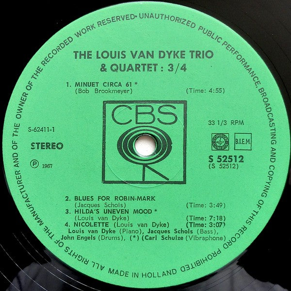 The Louis Van Dyke Trio* & The Louis Van Dyke Quartet : 3/4 (LP, Album, RE)
