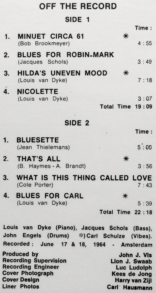 The Louis Van Dyke Trio* & The Louis Van Dyke Quartet : 3/4 (LP, Album, RE)