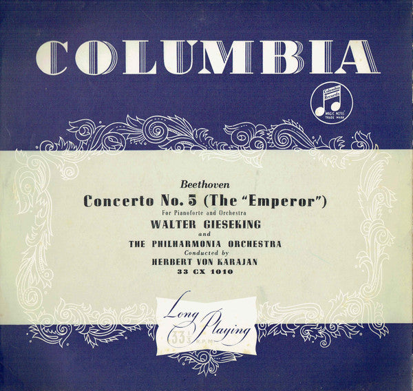 Ludwig Van Beethoven - Walter Gieseking And Philharmonia Orchestra Conducted By Herbert Von Karajan : Concerto No. 5 (The "Emperor") For Pianoforte And Orchestra (LP)