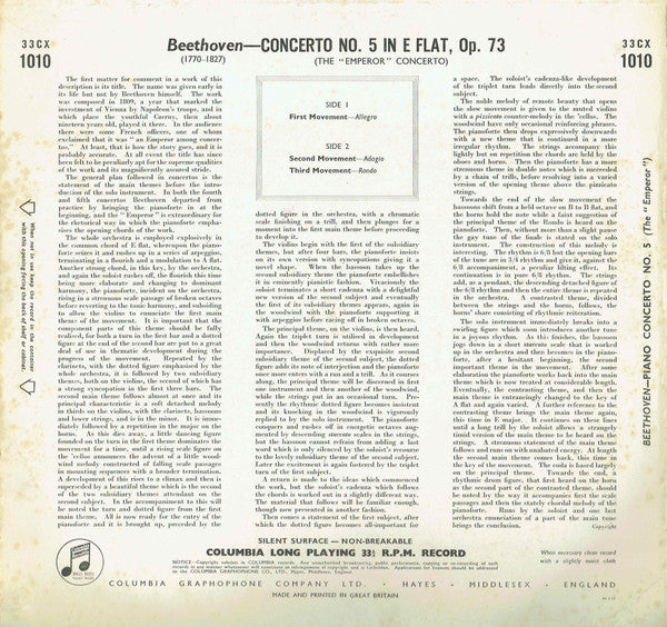 Ludwig Van Beethoven - Walter Gieseking And Philharmonia Orchestra Conducted By Herbert Von Karajan : Concerto No. 5 (The "Emperor") For Pianoforte And Orchestra (LP)
