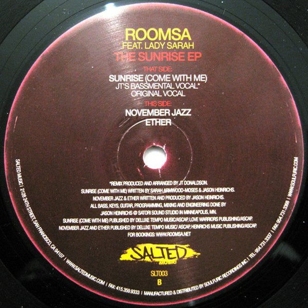 Roomsa Featuring Lady Sarah : The Sunrise EP (12", EP)