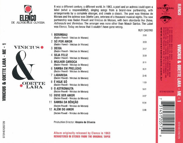 Vinicius De Moraes & Odette Lara : Vinicius & Odette Lara (CD, Album, RE, RM)
