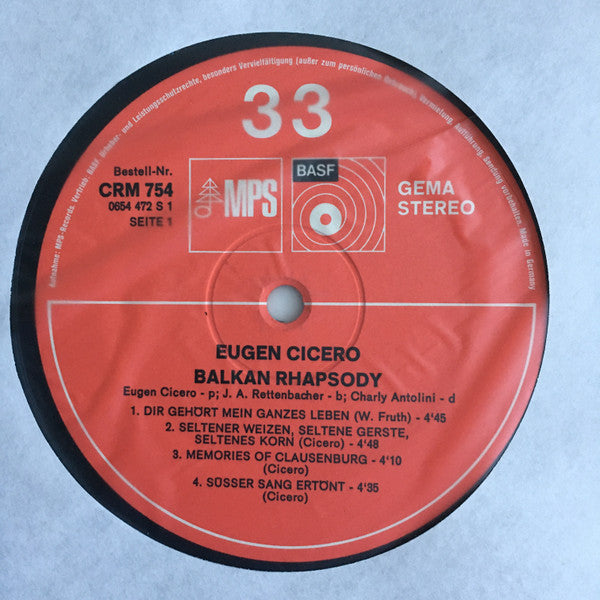 Eugen Cicero : Balkan Rhapsody = Balkan Rhapsodie (LP, Album)