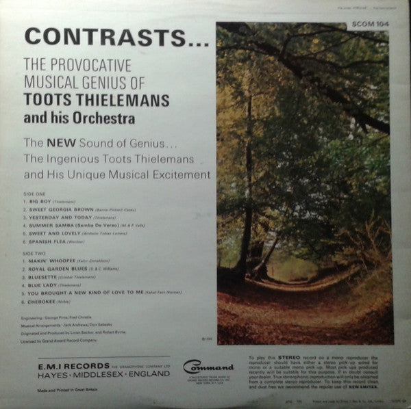 Toots Thielemans And His Orchestra : Contrasts... The Provocative Musical Genius Of Toots Thielemans (LP, Album, Gat)