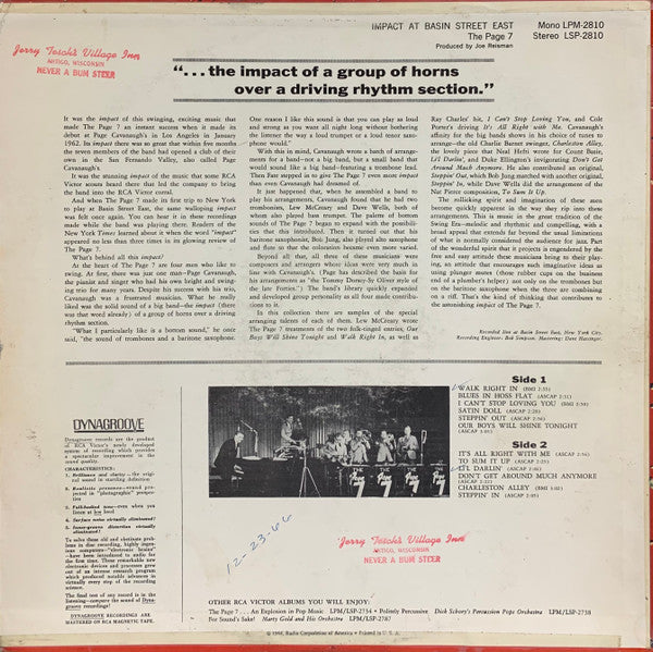 The Page 7 : Impact At Basin Street East (LP, Mono)