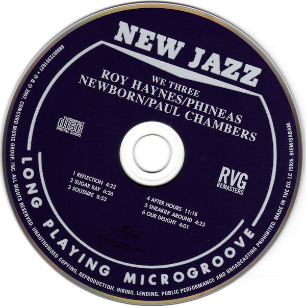 Roy Haynes With Phineas Newborn Jr. | Paul Chambers (3) : We Three (CD, Album, RE, RM, RVG)