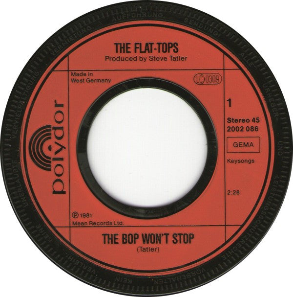 The Flat-Tops : The Bop Won't Stop (7", Single)