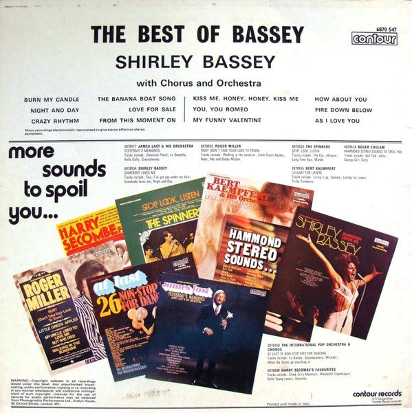Shirley Bassey : The Best Of Bassey (LP, Comp)