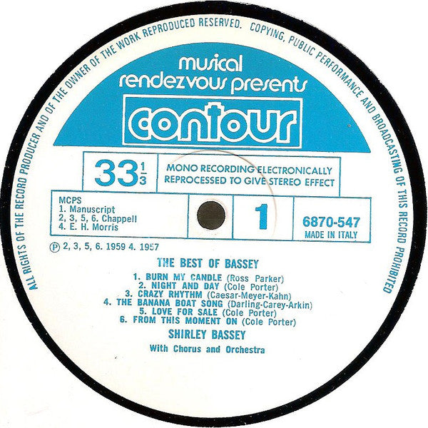 Shirley Bassey : The Best Of Bassey (LP, Comp)