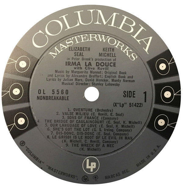 David Merrick (2) Presents Elizabeth Seal And Keith Michell : Irma La Douce (Original Broadway Cast) (LP, Album, Mono)