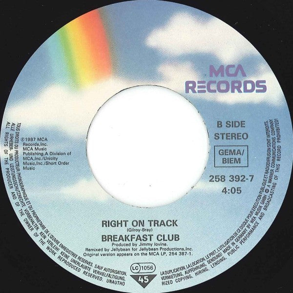 Breakfast Club : Right On Track (7", Single)