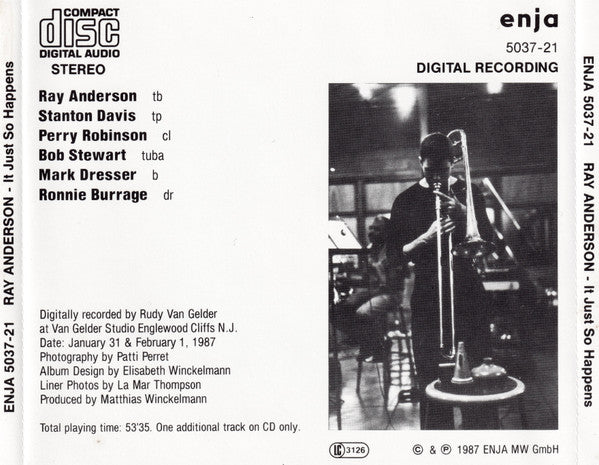 Ray Anderson : It Just So Happens (CD, Album)