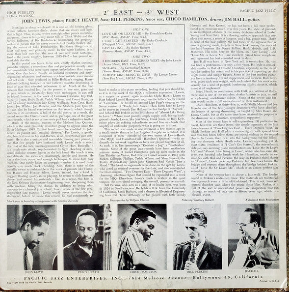John Lewis (2), Percy Heath  /  Bill Perkins, Chico Hamilton, Jim Hall : Grand Encounter: 2° East - 3° West (LP, Album, Mono, Dee)